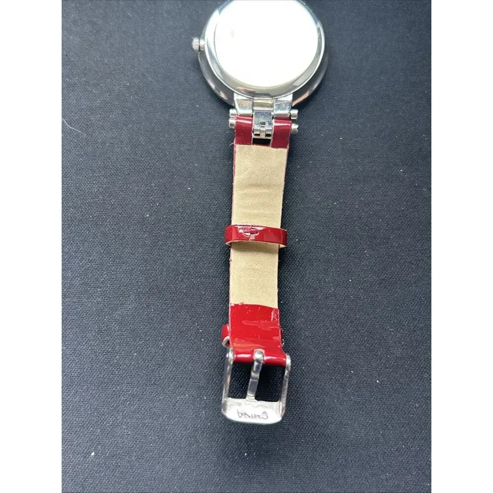 Adrienne Vittadini Silver Tone Red Band Women’s Quartz Watch